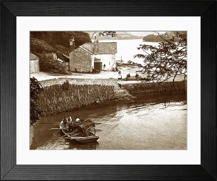 Framed Print : King Harry's Ferry, Cornwall, Victorian period Framed Print : King Harry's Ferry, Cornwall, Victorian period