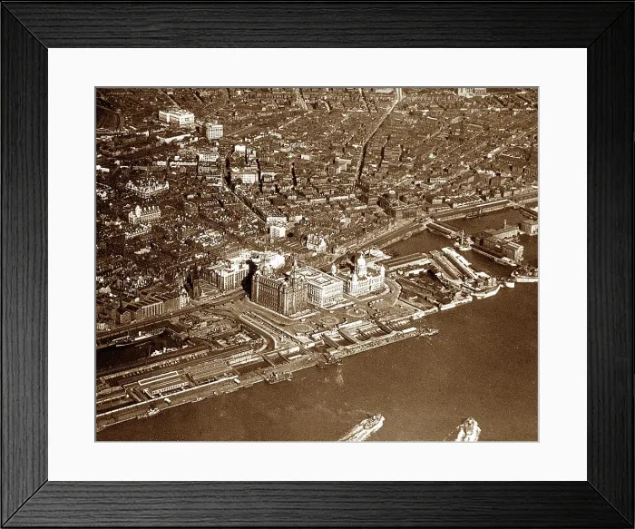 Framed Print : Aerial view of Liverpool, early 1900s Framed Print : Aerial view of Liverpool, early 1900s