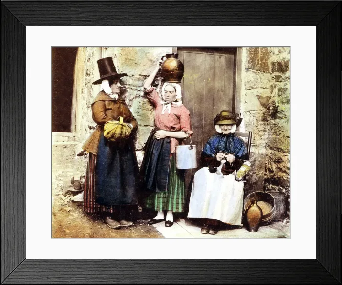 Framed Print : Llanberis - Ladies in Traditional Welsh Costume in the 1860s Framed Print : Llanberis - Ladies in Traditional Welsh Costume in the 1860s