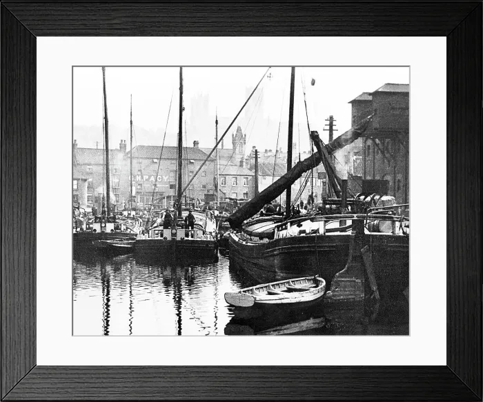 Framed Print : Brayford Pool Lincoln Victorian period Framed Print : Brayford Pool Lincoln Victorian period
