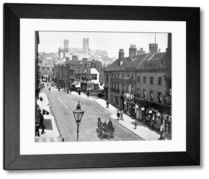 Framed Print : High Street Lincoln Victorian period Framed Print : High Street Lincoln Victorian period