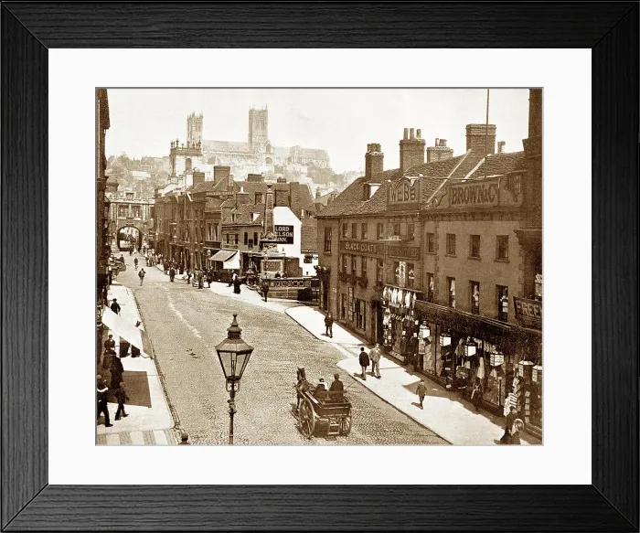 Framed Print : Lincoln High Street, early 1900s Framed Print : Lincoln High Street, early 1900s