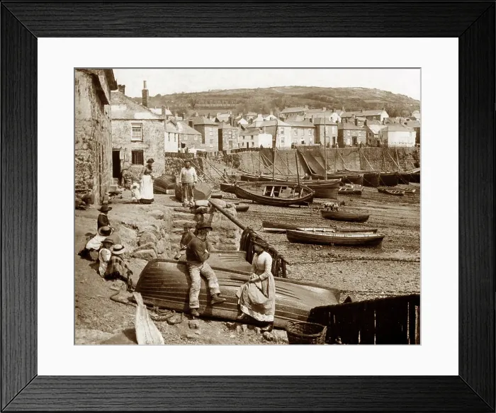 Framed Print : Mousehole, Cornwall, Victorian period Framed Print : Mousehole, Cornwall, Victorian period