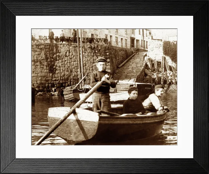 Framed Print : Newlyn Harbour, Cornwall, Victorian period Framed Print : Newlyn Harbour, Cornwall, Victorian period