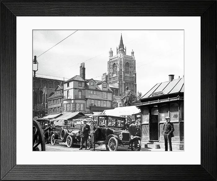 Framed Print : Norwich Market Place probably 1920s Framed Print : Norwich Market Place probably 1920s