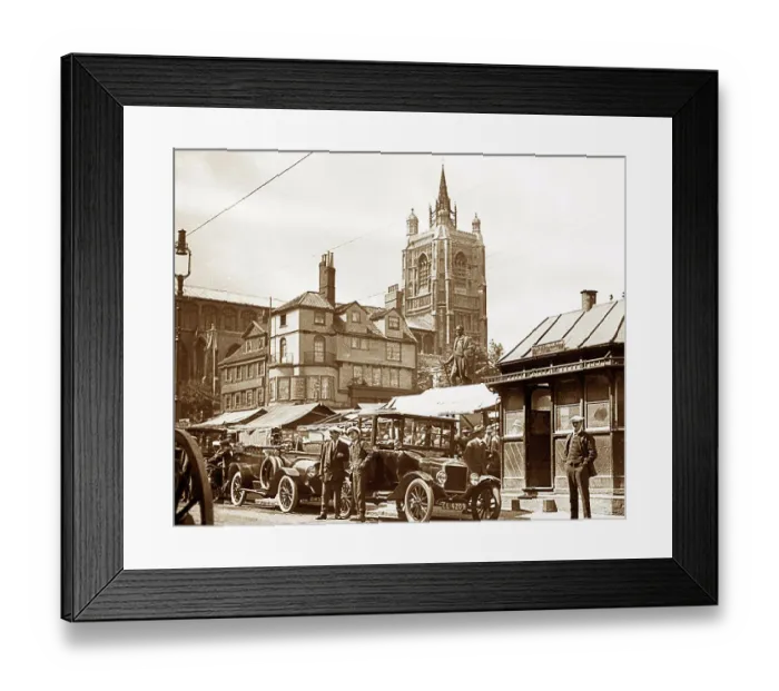 Framed Print : Norwich Market Place, early 1900s Framed Print : Norwich Market Place, early 1900s