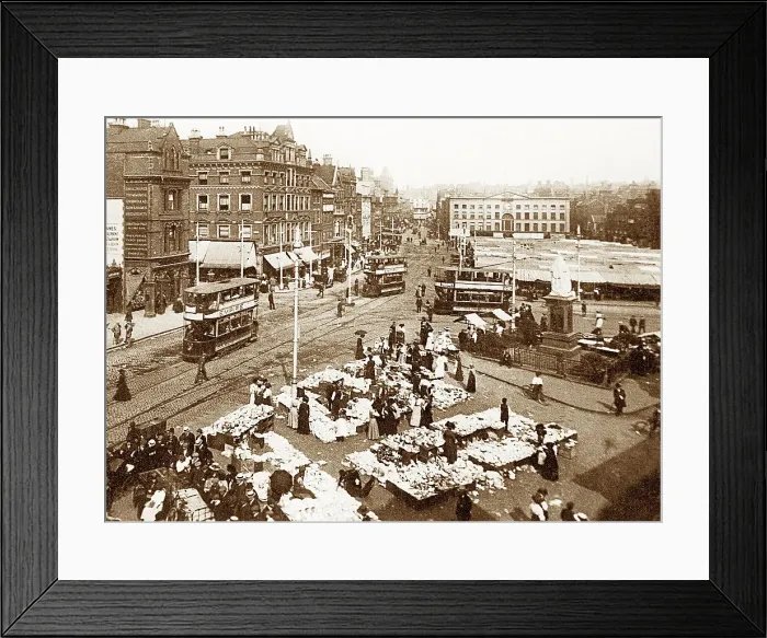 Framed Print : Market Square, Nottingham, early 1900s Framed Print : Market Square, Nottingham, early 1900s