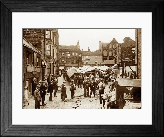 Framed Print : Otley Market Day Edwardian period Framed Print : Otley Market Day Edwardian period