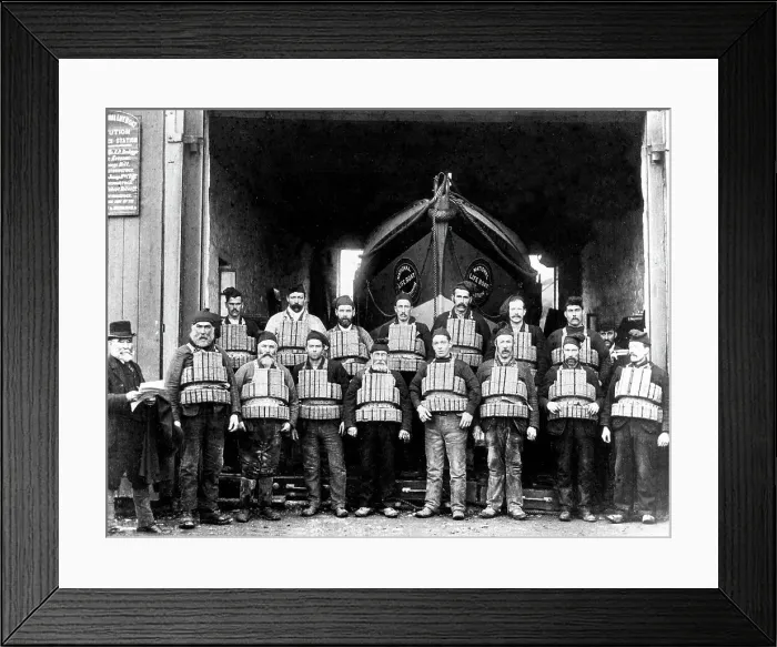 Framed Print : Porthoustock Lifeboat Crew Victorian period Framed Print : Porthoustock Lifeboat Crew Victorian period