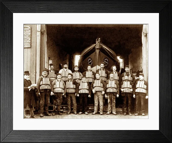 Framed Print : Porthoustock Lifeboat Crew, Victorian period Framed Print : Porthoustock Lifeboat Crew, Victorian period