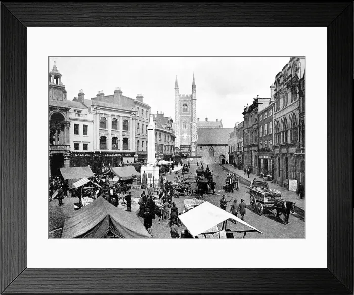 Framed Print : Market Place Reading Victorian period Framed Print : Market Place Reading Victorian period