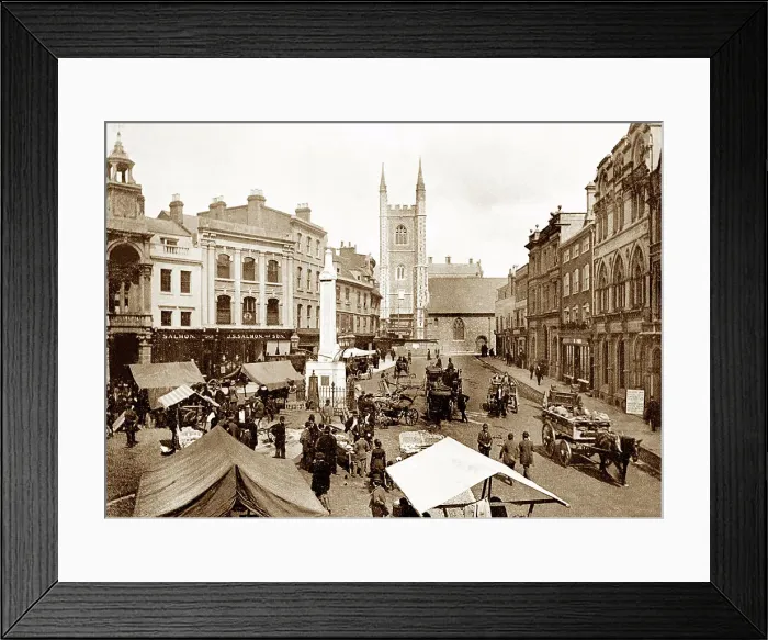 Framed Print : Reading Market Place, Victorian period Framed Print : Reading Market Place, Victorian period