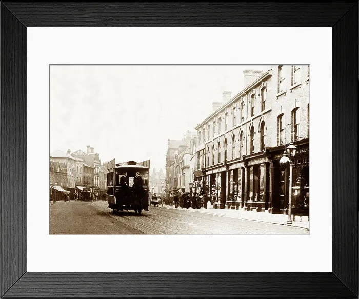 Framed Print : Horse tram, Broad Street, Reading, Victorian period Framed Print : Horse tram, Broad Street, Reading, Victorian period