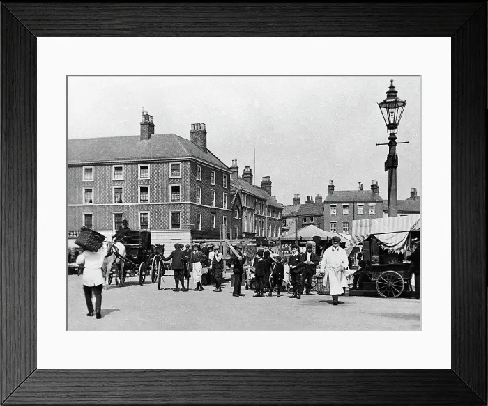 Framed Print : Market Square Retford Victorian period Framed Print : Market Square Retford Victorian period
