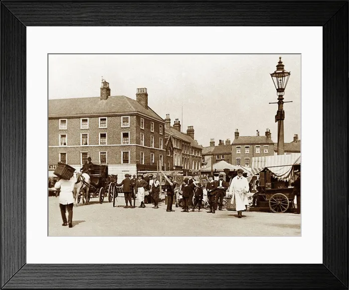 Framed Print : Market Square, Retford, Victorian period Framed Print : Market Square, Retford, Victorian period