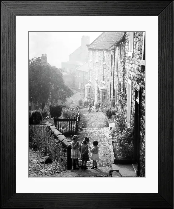 Framed Print : Richmond Yorkshire Children Playing 1940s Framed Print : Richmond Yorkshire Children Playing 1940s