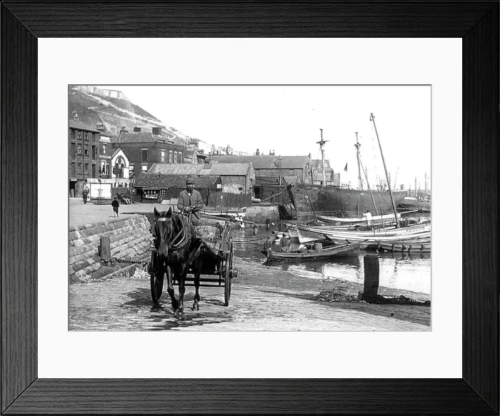 Framed Print : Scarborough harbour, Victorian period Framed Print : Scarborough harbour, Victorian period