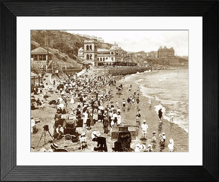 Framed Print : Scarborough beach, Victorian period Framed Print : Scarborough beach, Victorian period