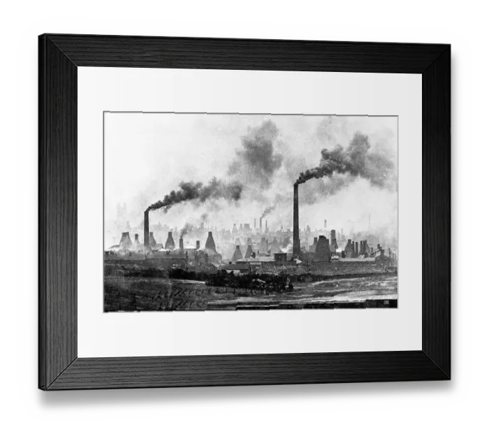 Framed Print : Stoke on Trent industrial panorama, Victorian period Framed Print : Stoke on Trent industrial panorama, Victorian period