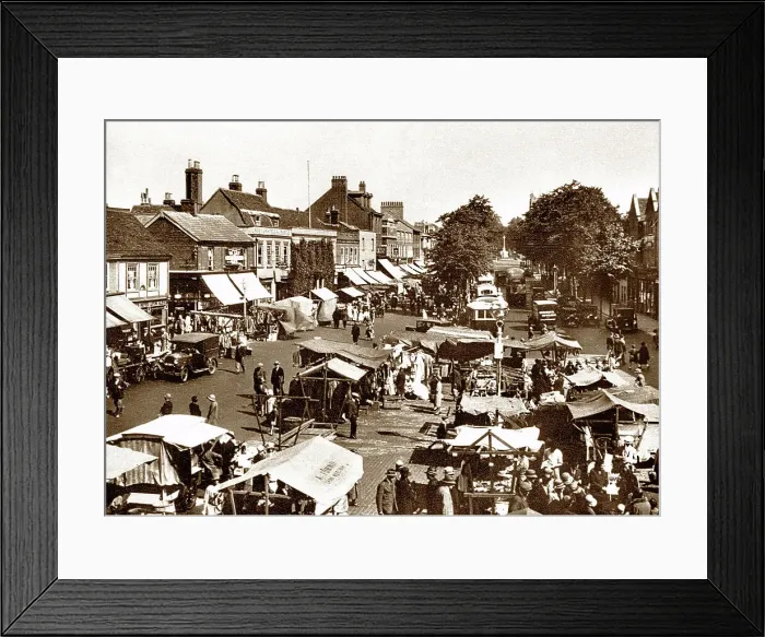 Framed Print : St. Albans Market Day possibly 1920s Framed Print : St. Albans Market Day possibly 1920s
