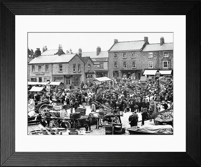 Framed Print : Market Place Thirsk Victorian period Framed Print : Market Place Thirsk Victorian period