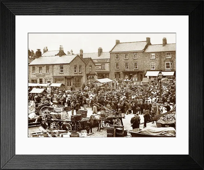 Framed Print : Market Place, Thirsk, Victorian period Framed Print : Market Place, Thirsk, Victorian period