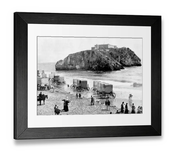 Framed Print : Tenby beach and St. Catherine's Rock Victorian period Framed Print : Tenby beach and St. Catherine's Rock Victorian period