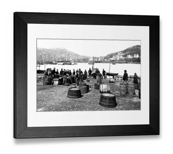 Framed Print : Castlebay Isle of Barra fishermen Victorian period Framed Print : Castlebay Isle of Barra fishermen Victorian period