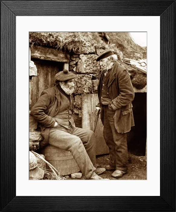 Framed Print : Octogenarians chatting on the Isle of Skye, Victorian period Framed Print : Octogenarians chatting on the Isle of Skye, Victorian period