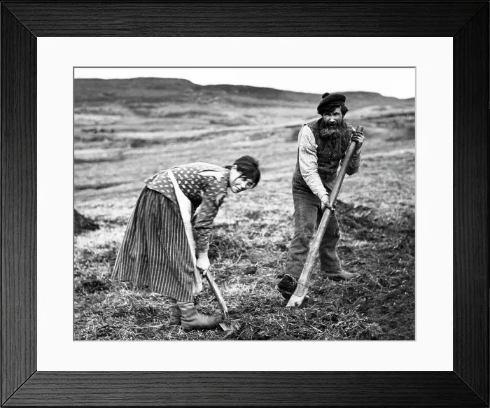 Framed Print : Scottish crofter and daughter Victorian period Framed Print : Scottish crofter and daughter Victorian period
