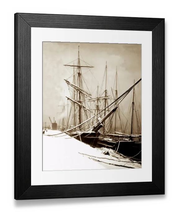 Framed Print : Glasgow docks in Winter Victorian period Framed Print : Glasgow docks in Winter Victorian period