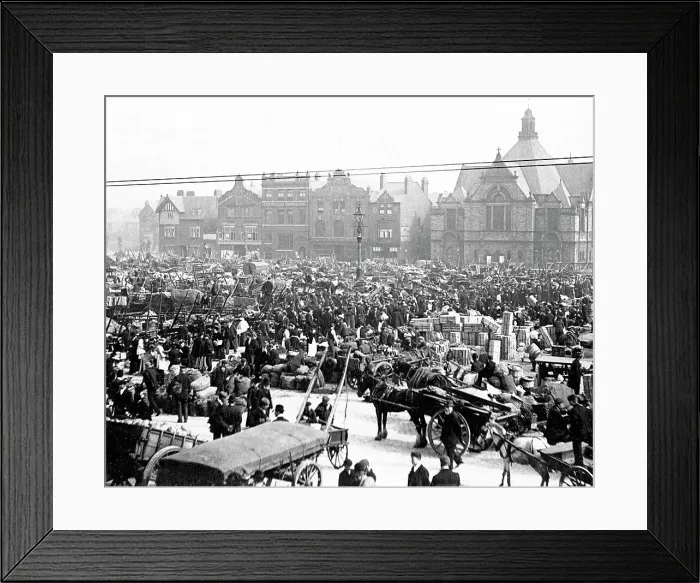 Framed Print : Market day Wigan Victorian period Framed Print : Market day Wigan Victorian period