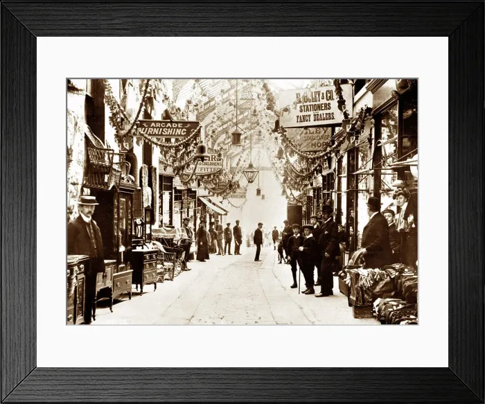 Framed Print : The Eldon Arcade, Barnsley, early 1900s Framed Print : The Eldon Arcade, Barnsley, early 1900s