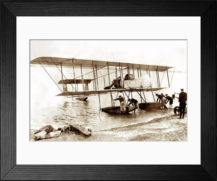 Framed Print : Naval biplane, Felixstowe, early 1900s Framed Print : Naval biplane, Felixstowe, early 1900s