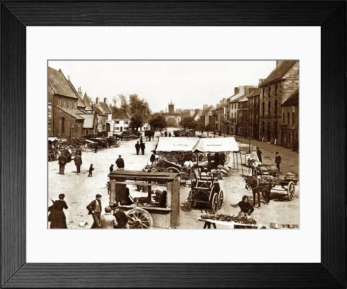 Framed Print : Market Place, Bishop Auckland, early 1900s Framed Print : Market Place, Bishop Auckland, early 1900s