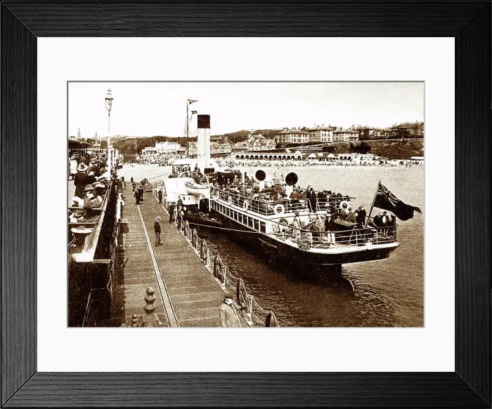 Framed Print : Bournemouth Pier and paddle steamer early 1900s Framed Print : Bournemouth Pier and paddle steamer early 1900s