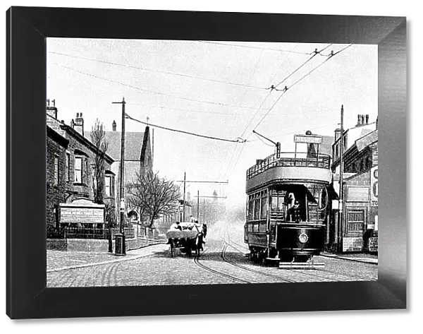 Tram in Albert Road, Colne, early 1900s