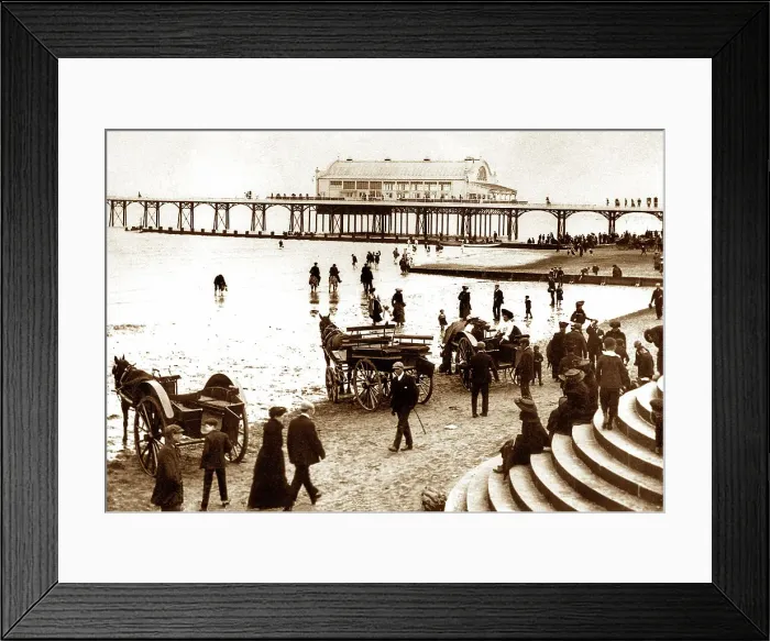 Framed Print : Cleethorpes Pier and Beach early 1900s Framed Print : Cleethorpes Pier and Beach early 1900s