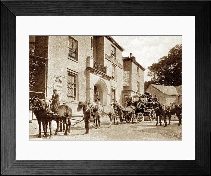 Framed Print : Coaches to Kirkstone Pass, Ambleside, early 1900s Framed Print : Coaches to Kirkstone Pass, Ambleside, early 1900s