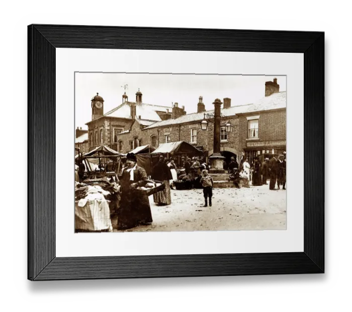 Framed Print : Market day, Garstang, early 1900s Framed Print : Market day, Garstang, early 1900s