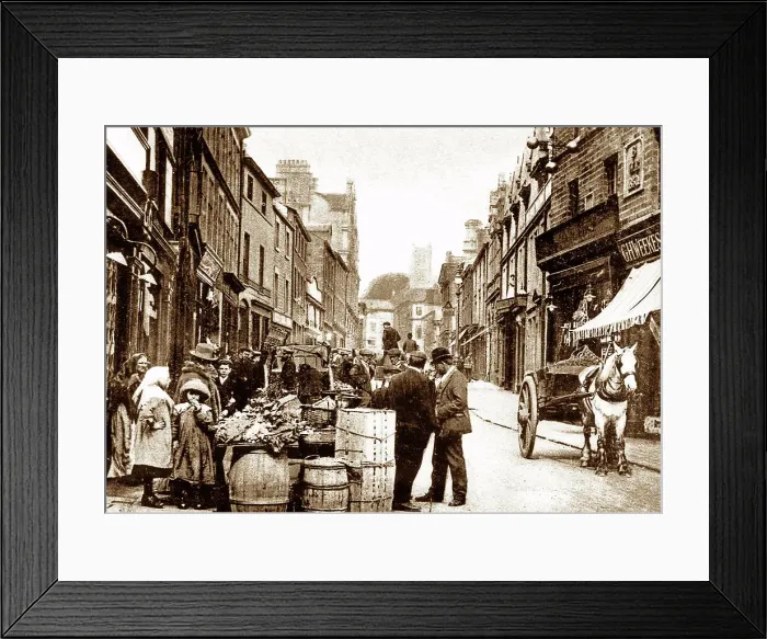 Framed Print : Lancaster Market Day early 1900s Framed Print : Lancaster Market Day early 1900s