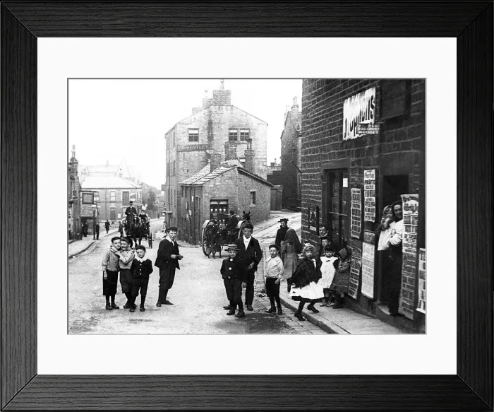 Framed Print : Farsley Town Street early 1900s Framed Print : Farsley Town Street early 1900s