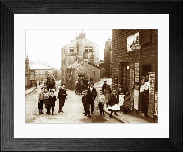 Framed Print : Town Street, Farsley, early 1900s