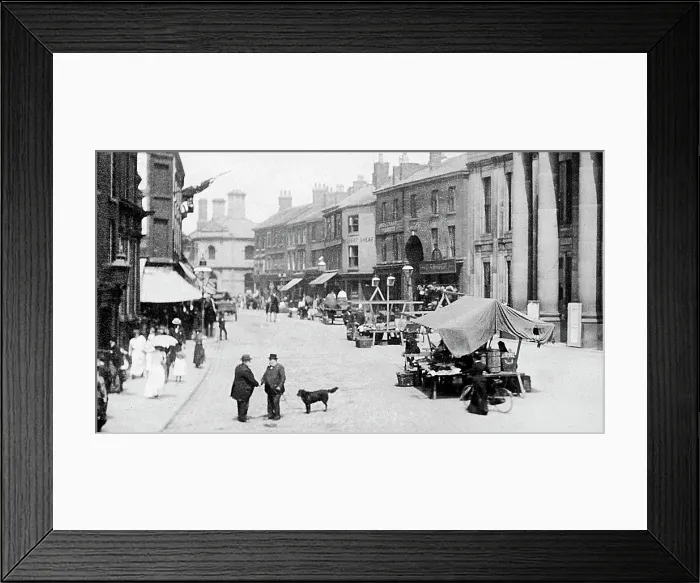 Framed Print : Market Place, Macclesfield, early 1900s Framed Print : Market Place, Macclesfield, early 1900s