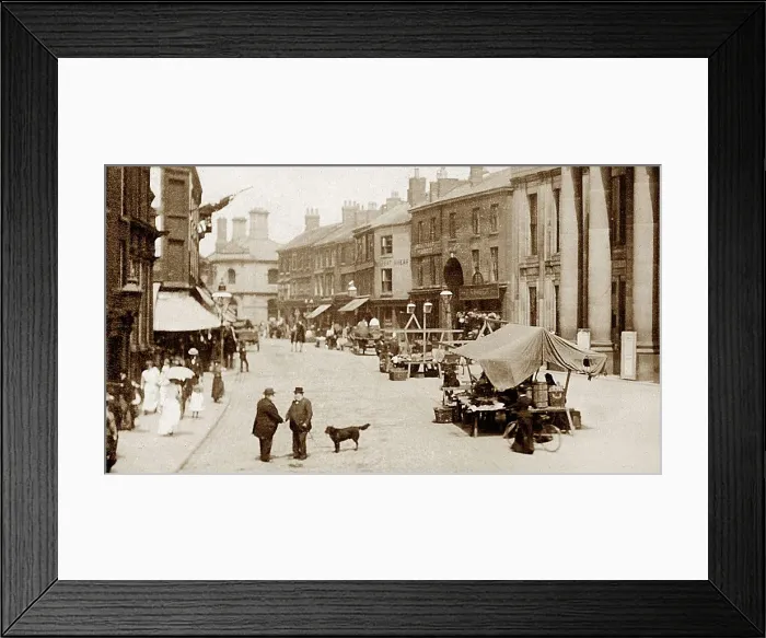 Framed Print : Market Place, Macclesfield, early 1900s Framed Print : Market Place, Macclesfield, early 1900s