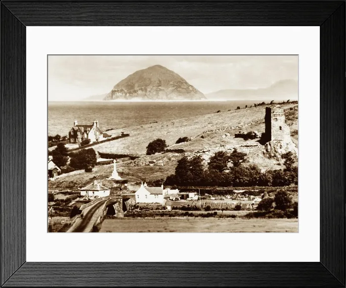 Framed Print : Ballantrae Bridgend and Ailsa Craig early 1900s Framed Print : Ballantrae Bridgend and Ailsa Craig early 1900s