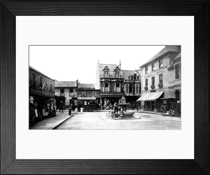 Framed Print : Commercial Square, Camborne, early 1900s Framed Print : Commercial Square, Camborne, early 1900s