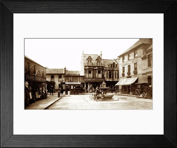 Framed Print : Camborne Commercial Square early 1900s Framed Print : Camborne Commercial Square early 1900s