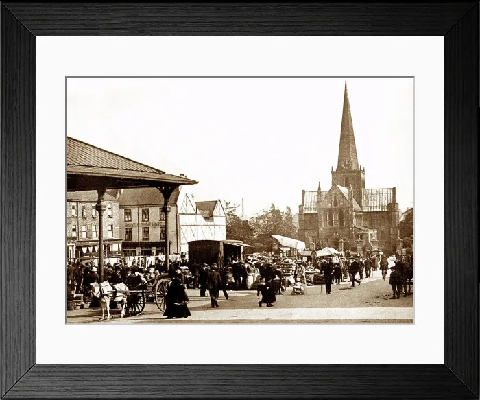 Framed Print : Market Place, Darlington, early 1900s Framed Print : Market Place, Darlington, early 1900s