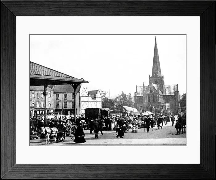 Framed Print : Darlington Market Place early 1900s Framed Print : Darlington Market Place early 1900s